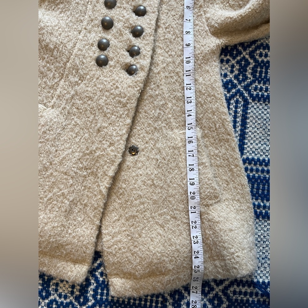 Free People Military Bell Sleeve Wool Blend Teddy Fuzzy Coat Size XS In Oatmeal - Picture 13 of 13